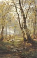 Aagard, Carl Fredrik - A Woodland Scene With Deer